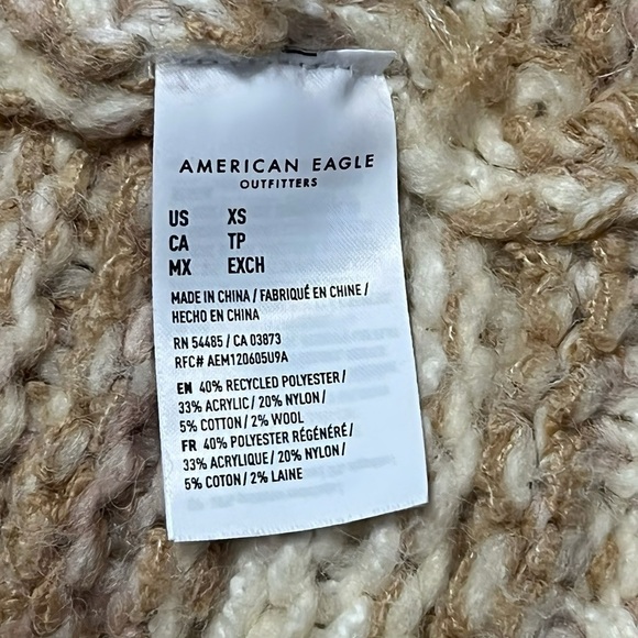 American Eagle Open Front Cardigan Sweater Size XS Beige Striped Cozy Warm Comfy - Picture 6 of 6